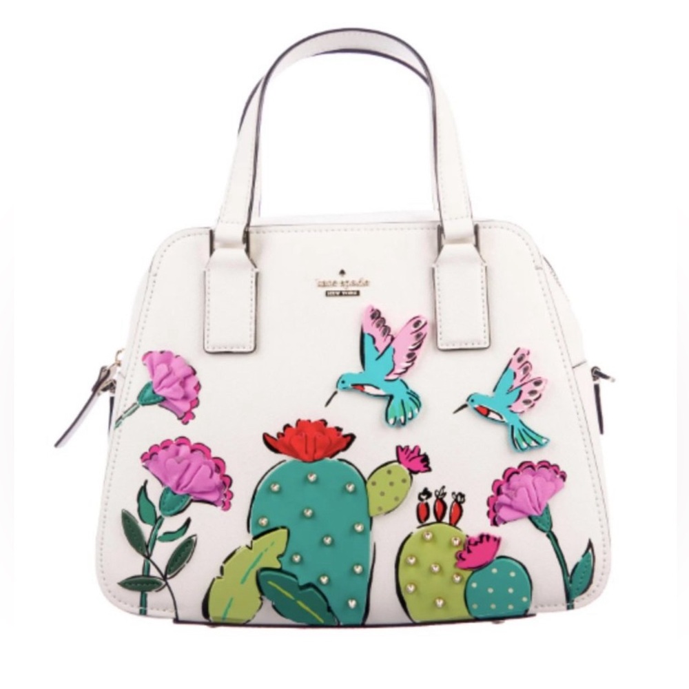 Kate Spade Hummingbird Cactus bag WITH matching hummingbird key chain